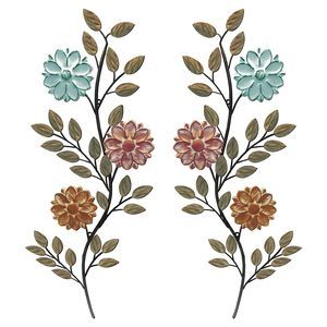 2 Pcs Metal Flower Leaves Wall Art 15.75 Inch Spring Wall Decor Metal Leaf🦎